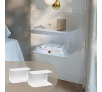 [en.casa] Juego de 2 Mesitas de Noche Flotantes Notodden Estanterías de Pared de 2 Niveles para Recibidor y Dormitorio Acero 40 x 23 x 23 cm Blanco