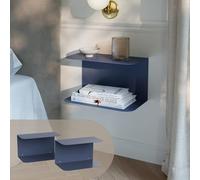 Juego de 2 mesitas de noche flotante notodden de 2 niveles acero 40x23x23cm - azul [en.casa]