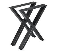 [en.casa] Juego de 2 patas de acero para muebles de bricolaje, 59 x 72 cm, patas DIY en forma de X, para mesa, mostrador, incluye almohadillas de fieltro - Negro