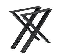 [en.casa] Juego de 2 patas de acero para muebles de bricolaje, 69 x 72 cm, patas DIY en forma de X, para mesa, mostrador, incluye almohadillas de fieltro - negro