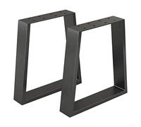 [en.casa] Juego de 2 Patas de Banco Set de 2X Patas de Muebles Armazón de Mesa Asiento Banca Duradero Acero Negro Mate - 42 x 40 x 6 cm