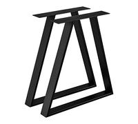 [en.casa] Juego de 2 Patas de Mesa Set de 2X Patas de Muebles Armazón de Mesa Comedor Cocina Duradero Acero Negro Mate - 72 x 55 x 6 cm