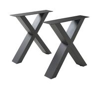 [en.casa] Juego de 2 Patas para Banco Maribo DIY en Forma de X Patas para Muebles Armazón de Mesa de Centro Mesas Auxiliares con Tornillos de Fijación Ajustables Acero 42x40 cm - Negro