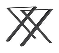 [en.casa] Juego de 2 Patas para Mesa de Comedor Greith Armazón de Escritoro DIY en Forma de X Patas para Muebles con Tornillos de Fijación Ajustables Acero 72x69 cm - Negro