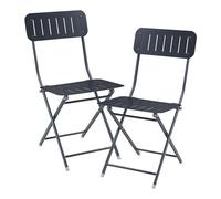 [en.casa] Juego de 2 Sillas Camping Sande Set de 2 Sillas Plegables con Respaldo para Jardín Terraza Festivales Interior/Exterior con 4 Patas Robustas Acero 85 x 42 x 50 cm - Negro