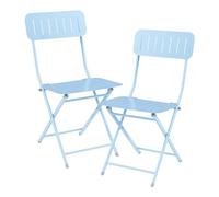 [en.casa] Juego de 2 Sillas Camping Sande Set de 2 Sillas Plegables con Respaldo para Jardín Terraza Festivales Interior/Exterior con 4 Patas Robustas Acero 85 x 42 x 50 cm - Azul Celeste