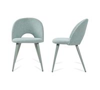 [en.casa] Juego de 2 Sillas de Comedor Karijoki Sillas de Cocina Oficina Acolchadas con Respaldo Tapizadas en Tejido Patas de Metal 77 x 50 x 55 cm - Verde Claro