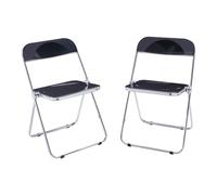 [en.casa] Juego de 2 Sillas Plegables Pornainen para Eventos y Hogar Asiento Auxiliar Máx. 120 kg/Silla Oficina Estilo Moderno Diseño Estable 74 x 46 x 47 cm Acero Plástico - Negro
