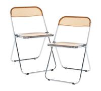 [en.casa] Juego de 2 Sillas Plegables Pornainen Transparentes para Eventos y Hogar Asiento Auxiliar Máx. 120 kg/Silla Oficina Estilo Moderno Diseño Estable 74 x 46 x 47 cm Acero Plástico - Naranja