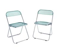 [en.casa] Juego de 2 Sillas Plegables Pornainen Transparentes para Eventos y Hogar Asiento Auxiliar Máx. 120 kg/silla Oficina Estilo Moderno Diseño Estable 74 x 46 x 47 cm Acero Plástico - Verde menta
