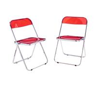 [en.casa] Juego de 2 Sillas Plegables Pornainen Transparentes para Eventos y Hogar Asiento Auxiliar Máx. 120 kg/Silla Oficina Estilo Moderno Diseño Estable 74 x 46 x 47 cm Acero Plástico - Rojo