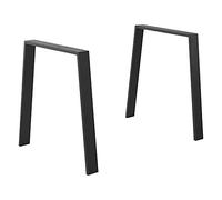 [en.casa] Juego de 2X Patas de Mesa Comedor Set de 2X Patas de Escritorio Armazón de Mesa Incl. Material de Montaje Acero 55-70 x 72 cm Negro Mate