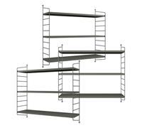 [en.casa] Juego de 3 Estantería de Pared Strängnäs Estante Mural Baldas de 3 Niveles Mueble de Salón Despacho Acero Duradero 50 x 60 x 15 cm - Antracita