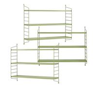 Juego de 3 estanterías de pared strängnäs acero 50x60x15 cm - verde oliva [en.casa]