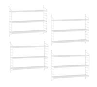 [en.casa] Juego de 4 Estantería de Pared Strängnäs Estante Mural Baldas de 3 Niveles Mueble de Salón Despacho Acero Duradero 50 x 60 x 15 cm - Blanco