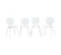 [en.casa] Juego de 4 Sillas Comedor Etne de Estilo Escandinavo Conjunto de 4 Sillas Versátil para Comedor Sala de Estar Metal y Madera de Abedul 85 x 48 x 50 cm - Blanco