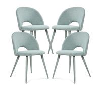 [en.casa] Juego de 4 Sillas de Comedor Karijoki Sillas de Cocina Oficina Acolchadas con Respaldo Tapizadas en Tejido Patas de Metal 77 x 50 x 55 cm - Verde Claro