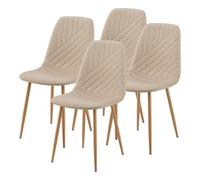 [en.casa] Juego de 4 Sillas de Comedor Köfering con Respaldo Set de 4 Sillas de Cocina Asientos Tapizados 4 Patas Redondas Textil/Acero 88 x 44 x 55 cm - Marrón Claro