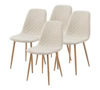 [en.casa] Juego de 4 Sillas de Comedor Köfering con Respaldo Set de 4 Sillas de Cocina Asientos Tapizados 4 Patas Redondas Textil/Acero 88 x 44 x 55 cm - Beige