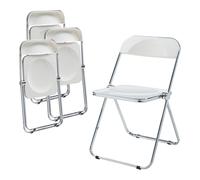 [en.casa] Juego de 4 Sillas Plegables Pornainen para Eventos y Hogar Asiento Auxiliar Máx. 120 kg/Silla Estilo Moderno Diseño Estable 74 x 46 x 47 cm Acero Plástico - Blanco