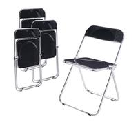 [en.casa] Juego de 4 Sillas Plegables Pornainen para Eventos y Hogar Asiento Auxiliar Máx. 120 kg/Silla Estilo Moderno Diseño Estable 74 x 46 x 47 cm Acero Plástico - Negro
