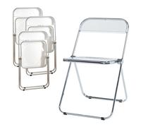 [en.casa] Juego de 4 Sillas Plegables Pornainen Transparentes para Eventos y Hogar Asiento Auxiliar Máx. 120 kg/Silla Oficina Estilo Moderno Diseño Estable 74 x 46 x 47 cm Acero Plástico