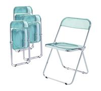 [en.casa] Juego de 4 Sillas Plegables Pornainen Transparentes para Eventos y Hogar Asiento Auxiliar Máx. 120 kg/Silla Estilo Moderno Diseño Estable 74 x 46 x 47 cm Acero Plástico - Verde Menta