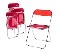 [en.casa] Juego de 4 Sillas Plegables Pornainen Transparentes para Eventos y Hogar Asiento Auxiliar Máx. 120 kg/Silla Estilo Moderno Diseño Estable 74 x 46 x 47 cm Acero Plástico - Rojo