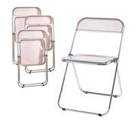 Set de 4 sillas plegables pornainen transparente 74x46x47cm rosa [en.casa]