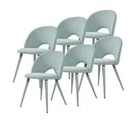 [en.casa] Juego de 6 Sillas de Comedor Karijoki Sillas de Cocina Oficina Acolchadas con Respaldo Tapizadas en Tejido Patas de Metal 77 x 50 x 55 cm - Verde Claro