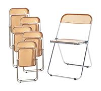 [en.casa] Juego de 6 Sillas Plegables Pornainen Transparentes para Eventos y Hogar Asiento Auxiliar Máx. 120 kg/Silla Estilo Moderno Diseño Estable 74 x 46 x 47 cm Acero Plástico - Naranja