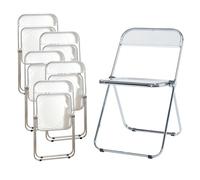 [en.casa] Juego de 6 Sillas Plegables Pornainen Transparentes para Eventos y Hogar Asiento Auxiliar Máx. 120 kg/Silla Oficina Estilo Moderno Diseño Estable 74 x 46 x 47 cm Acero Plástico