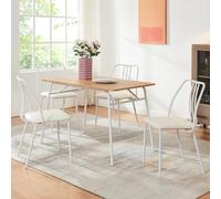 [en.casa] Juego de Comedor Omso Mesa Comedor con 4 Sillas Tapizadas Conjunto Mesa y Sillas para Cocina Salón Despacho máx. 120 kg/Silla MDF Metal 110 x 70 x 75 cm - Efecto Roble/Blanco