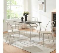 [en.casa] Juego de Comedor Omso Mesa Comedor con 4 Sillas Tapizadas Conjunto Mesa y Sillas para Cocina Salón Despacho máx. 120 kg/Silla MDF Metal 110 x 70 x 75 cm - Gris/Blanco