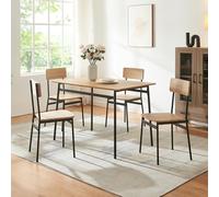 [en.casa] Juego de Comedor Pollenev Mesa Comedor con 4 Sillas Conjunto Mesa y Sillas para Cocina Salón Despacho máx. 120 kg/Silla MDF Metal 110 x 70 x 75 cm - Efecto Roble/Negro