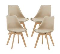 Juego de 4 sillas de comedor fläten estilo escandinavo 82x49x54cm cuero sintético - beige [en.casa]