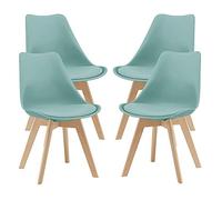 Juego de 4 sillas de comedor fläten estilo escandinavo 82x49x54cm cuero sintético - verde menta [en.casa]