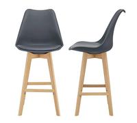 [en.casa] Juego de taburetes de Bar 105 x 48 x 58cm Set de 2X Taburetes de Cocina de diseño Asiento Acolchado Patas de Madera Haya Gris