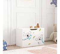[en.casa] Juguetero para niños Baúl con Motivo Koala Banco Caja de Almacenamiento con Tapa máx. 70 kg Aglomerado 40 x 60 x 30 cm - Blanco y Gris/Azul