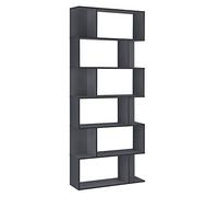 [en.casa] Librería 192 x 80 x 24 cm Estante para CDs y Libros Soporte para DVDs 6 Niveles para Almacenar Gris Oscuro