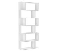 [en.casa] Librería 192 x 80 x 24 cm Estante para CDs y Libros Soporte para DVDs 6 Niveles para Almacenar Blanco