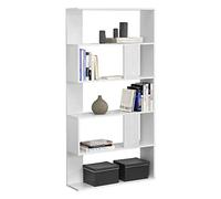 [en.casa] Librería Aneby 159 x 80 x 23,5 cm Estante para CDs y Libros Estantería Soporte para DVDs con 5 Estantes para Almacenar Blanco