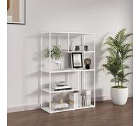 Librería sievi de 4 niveles acero 126x85x35cm - blanco mate [en.casa]
