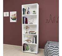 [en.casa] Librería de 5 Niveles Estantería de Pie Biblioteca Estantes para Oficina Sala Rincón de Lectura Aglomerado 172 x 55 x 20 cm Blanco