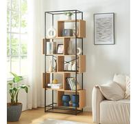 Librería rennebu 5 niveles 194x80x33 cm - negro/efecto roble [en.casa]