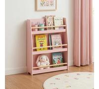 [en.casa] Librería Infantil Virer de 3 Niveles Estantería Independiente con 3 Compartimentos y Barras de Seguridad Dormitorio Habitación Infantil 78 x 60 x 18 cm - Rosa