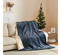 [en.casa] Manta Eléctrica con Pantalla LED Temporizador de Apagado Automático de 1-10 Horas 10 Niveles de Calor Cobija Térmica Lavable 120W Vlies 200x150 cm - Azul Oscuro