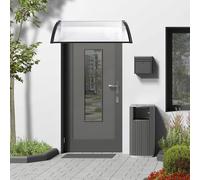 Marquesina exterior para puertas mellerud protección policarbonato / plástico 100 x 60 cm - transparente y negro [en.casa]