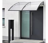 [en.casa] Marquesina para Puertas Tejadillo de Protección Toldo Exterior Terraza Techo para Balcón Diseño Arqueado de Policarbonato Aluminio 300 x 100 cm - Transparente y Negro