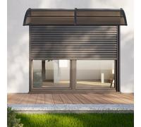 [en.casa] Marquesina para Puertas Tejadillo de Protección Toldo Exterior Terraza Techo para Balcón Diseño Arqueado de Policarbonato Aluminio 300 x 100 cm - Negro y Marrón